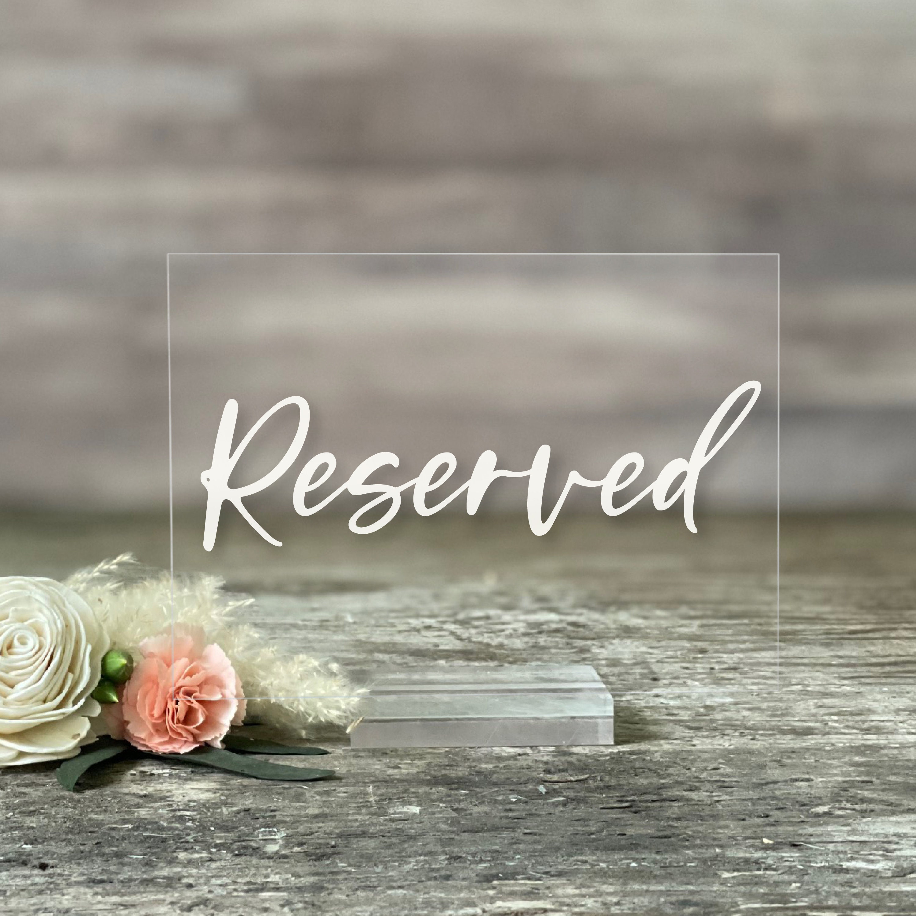 Reserved Sign Reception Wedding Table Decor Free Standing Custom Order Acrylic 
