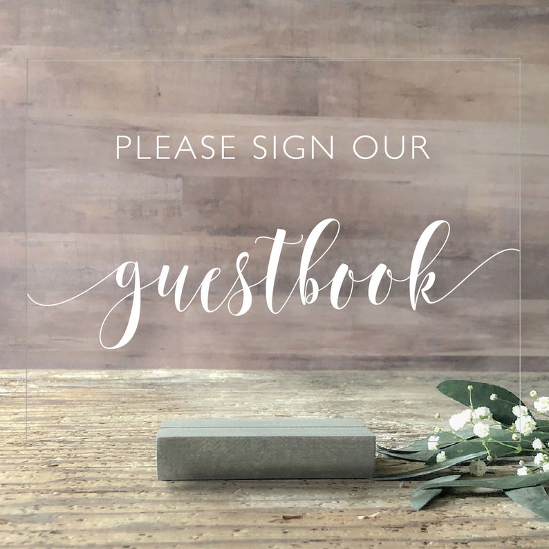 Please Sign Our Guestbook Acrylic Sign Guest Book Sign Etsy