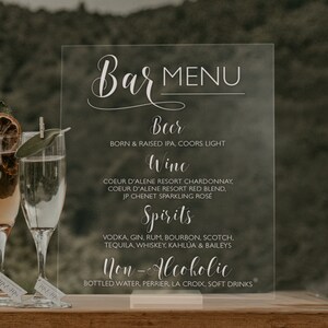 Personalized Bar Menu Sign for Wedding | Wedding Acrylic Bar Sign | Acrylic Wedding Sign | Acrylic Sign | Glass Sign - SCC-123