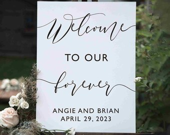 Welcome to our Forever Wedding Sign | Welcome Wedding Sign for Ceremony or Reception | Wooden Wedding Signs - WS-153