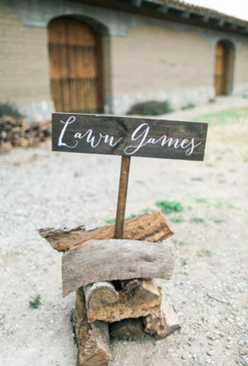 Lawn Games Wedding Sign Wooden Wedding Sign Reception Etsy
