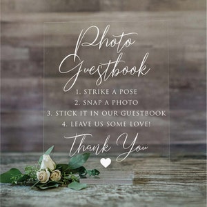 Photo Guest Book Sign | Acrylic Guestbook Sign | Acrylic Rustic Wedding Sign | Lucite Guestbook Sign | Acrylic Guest Book Sign - SCC-180