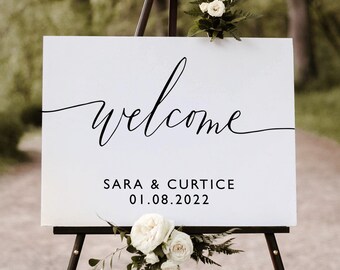 Acrylic Wedding Sign with Names and Date - Wedding Welcome Sign for Ceremony or Reception Entrance Wedding Decor - WS-16