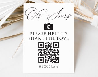 Social Media QR Code Sign | Custom QR Code Business Sign | Custom Wedding Sign | Photo Booth Signs | Acrylic Wedding Sign - SCC-386