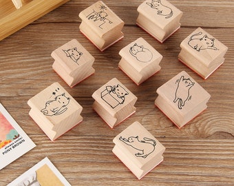 Deco Stamp 40 Pcs Cat Style Wood Stamp Set ON SALE AH201653 Rubber Stamp
