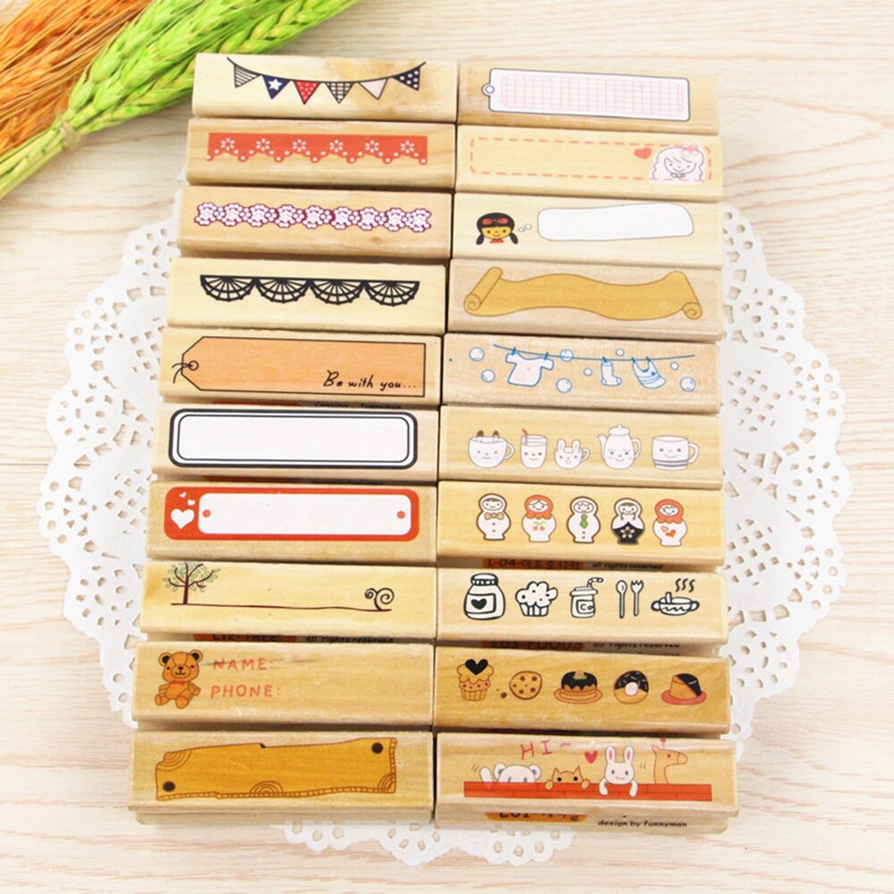 Planner Stamps Label Rubber Stamp Kit Tag Journal Stamps Etsy