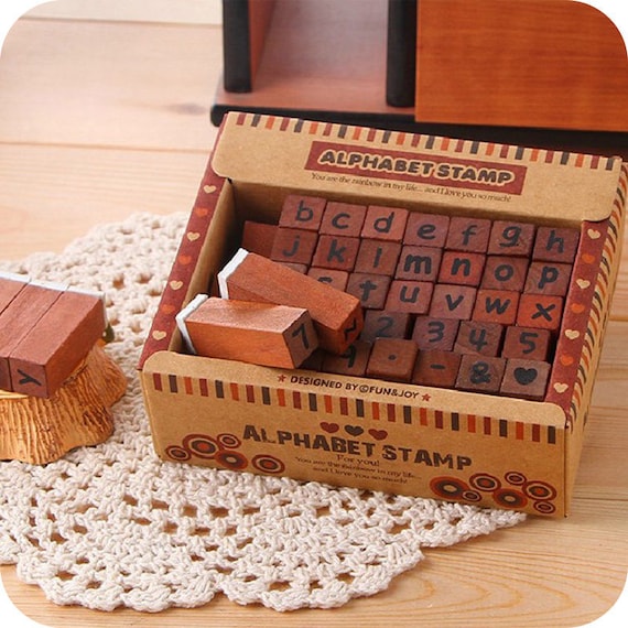 Antique Alphabet Stamp Set Letter Stamps Wooden Stamp Etsy