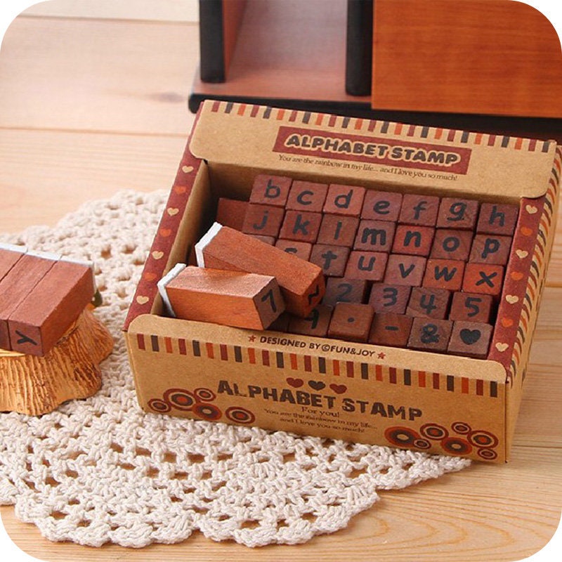 Antique Alphabet Stamp Set Letter Stamps Wooden Stamp Etsy
