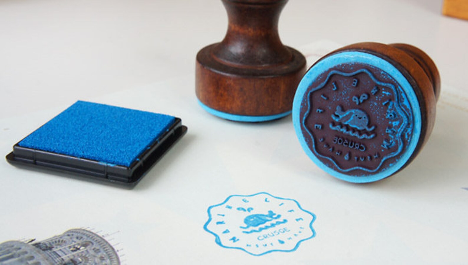 Antique Stamp Postmark stamp With Ink Pad Wood Rubber Stamp Etsy