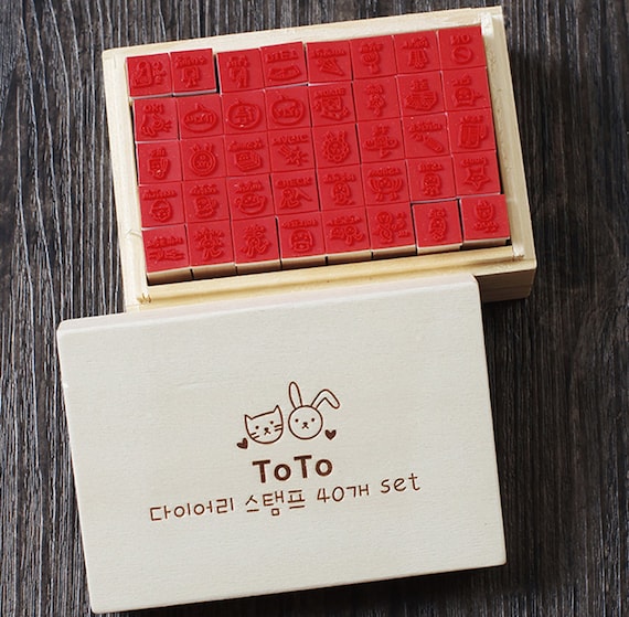 filofax Bullet Journal Stamps Wooden Rubber Stamp Set With Box Planner Stamp Set \u2013 WF00522
