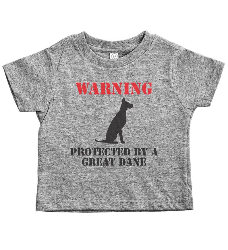 Kids Dog Tee WARNING Protected By A Great Dane Funny Pet Lover Shirts for Kids Kids Tees Toddler Clothes Funny Pet Shirts for Kids