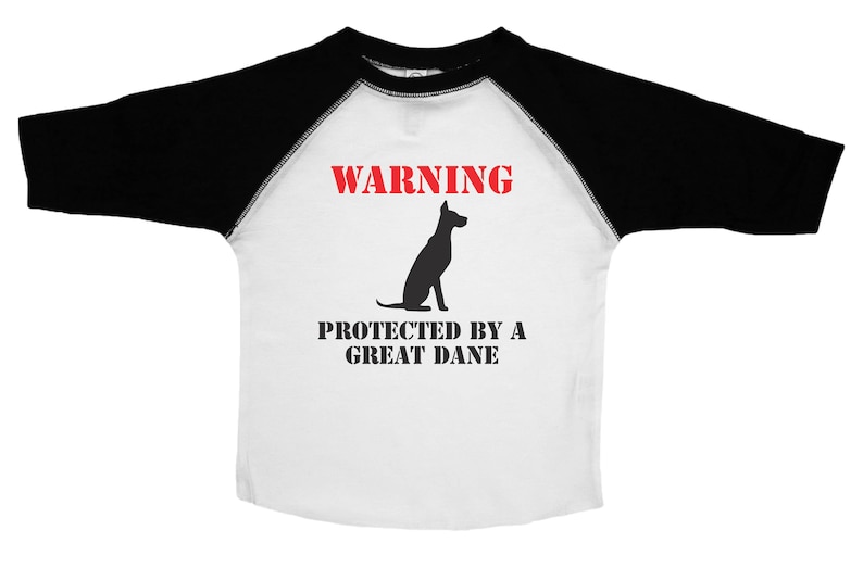 Kids Dog Tee WARNING Protected By A Great Dane Funny Pet Lover Shirts for Kids Kids Tees Toddler Clothes Funny Pet Shirts for Kids