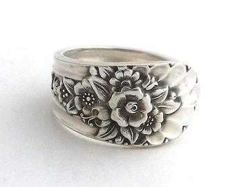 Spoon Ring Jubilee 1953 Bouquet Of Flowers Snowdrop Violet Daisy Sunflower Upcycled Silverware Repurposed Flatware Anniversary Birthday Gift