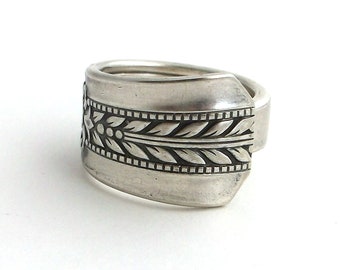 Spoon Ring Romford 1939 Wheat Vintage Silverware Jewelry Repurposed Old Flatware Vernon Silver Plate Men Women