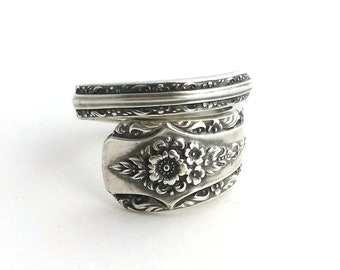 Spoon Ring Elegance 1954 Choose Size 7 8 9 10 11 12 13 Vintage Floral Silverware Jewelry Upcycled Flatware Repurposed Bypass