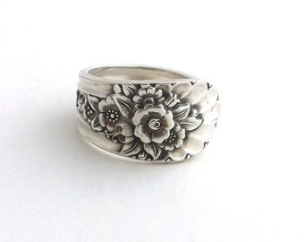 Spoon Ring Jubilee 1953 Bouquet Of Flowers Snowdrop Violet Daisy Sunflower Anniversary Birthday Gift Size 6 7 8 9 10 11 12 13 14 15 Ice Tea