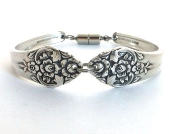 Spoon Bracelet Plantation Rose Vintage Silverware Jewelry Repurposed Floral Flatware Silverware Jewelry Birthday Gift Upcycled Flower