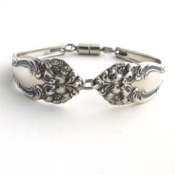 Spoon Bracelet Tiger Lily Circa 1901 All Sizes Antique Silverware Jewelry Upcycled Flatware Handle Braclet Reed & Barton Festivity