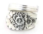 Spoon Ring Jubilee 1953 Vintage Silver Jewelry Silverware Handle Anniversary Birthday Gift Rose Daisy Sunflower Snowdrop Flower Floral