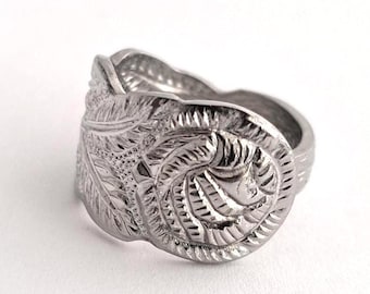 Spoon Ring Hildesheimer Rose Stainless Steel Vintage Floral Silverware Jewelry Art Nouveau Style Repurposed Botanical Flatware