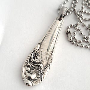Spoon Necklace Pendant Fleur De Luce Flower Of Light Iris Art Nouveau Repurposed Antique Silverware Jewelry Upcycled Vintage Flatware