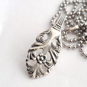 Spoon Pendant Necklace Carlen Viking Rose Sweden Pierced Vintage Silverware Stainless Steel Ball Chain One Size Fits All Upcycled Flatware