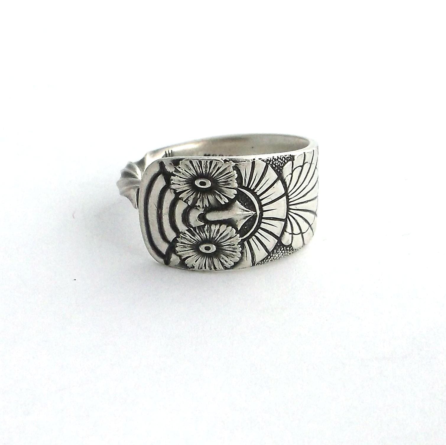 Spoon Ring Owl Antique Demitasse Silverplate Silverware Jewelry Upcycled Flatware Repurposed Wearabl