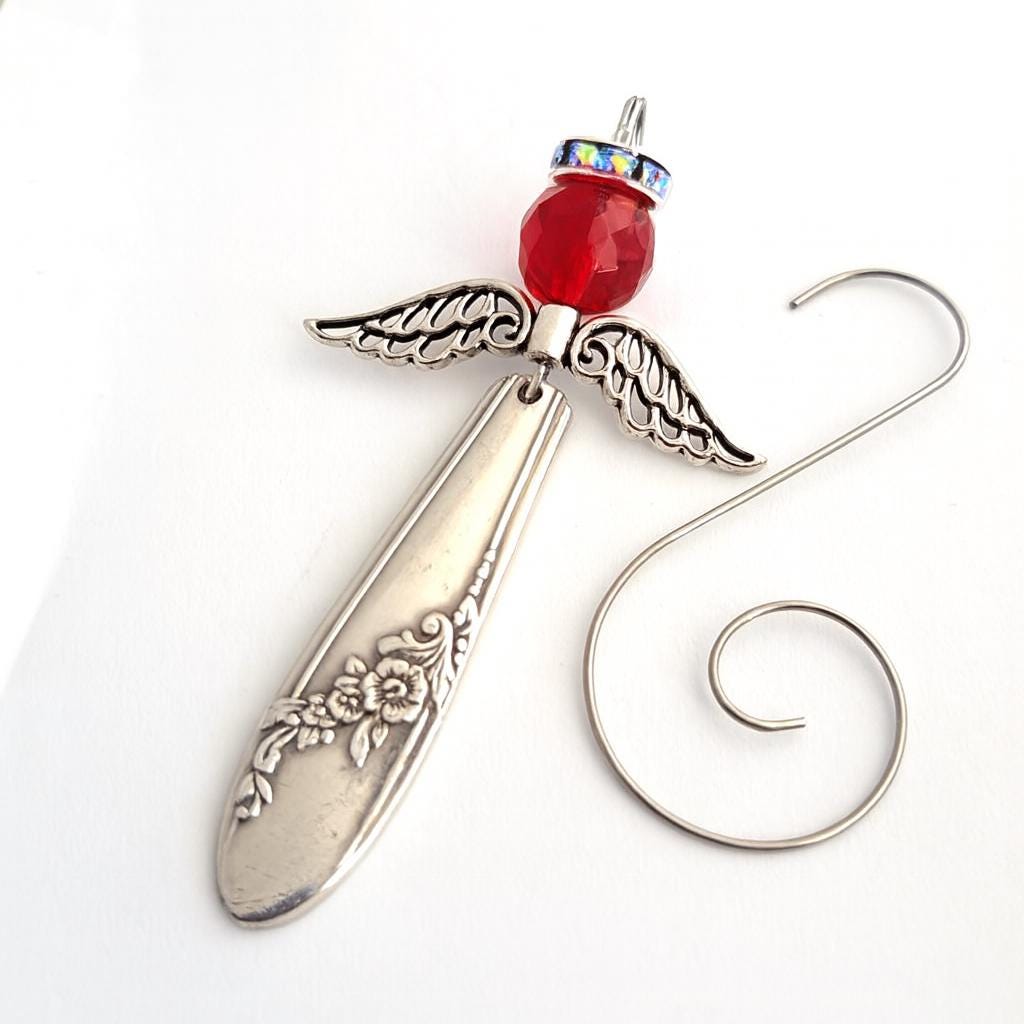 Spoon Angel Personalized Birthstone Spoon Angel Ornament Queen Bess Violet Flower ...