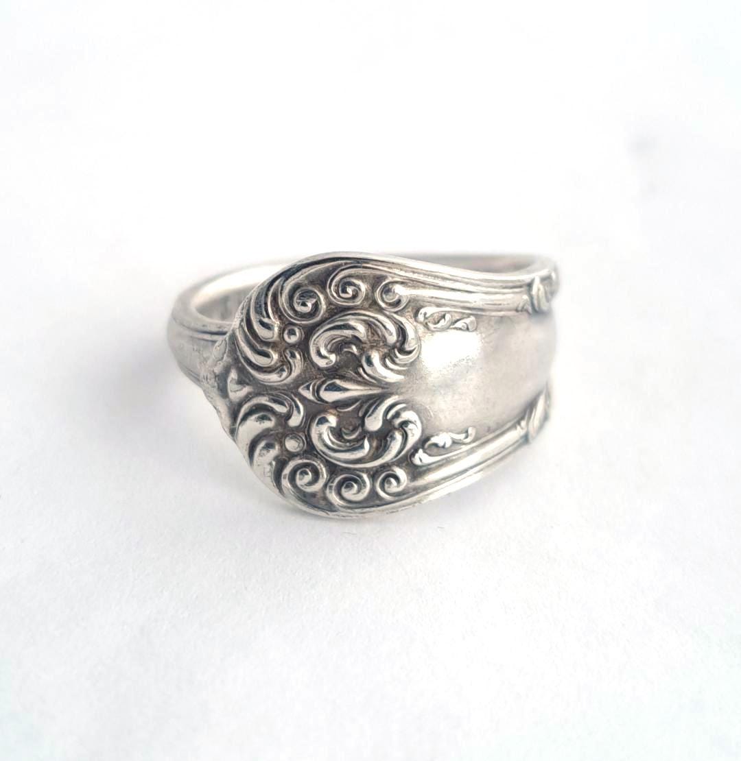 Spoon Ring America Antique Silverware Jewelry Edwardian Style Demitasse ...