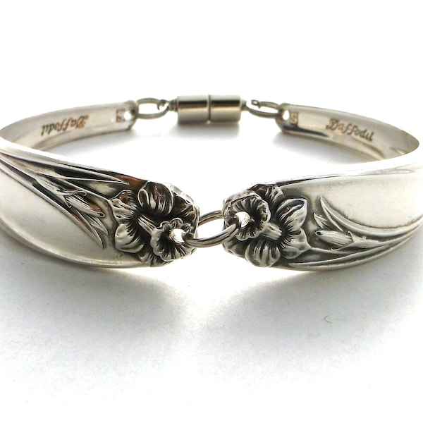 Spoon Bracelet Daffodil 1950 Vintage Jewelry Upcycled Silverware Repurposed Flatware Birthday Cancer Survivor Christmas Anniversary Gift