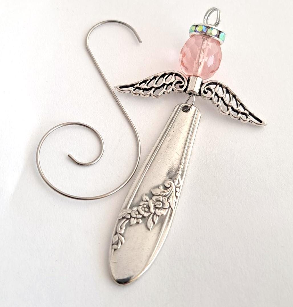 Spoon Angel Personalized Birthstone Spoon Angel Ornament Queen Bess Violet Flower ...