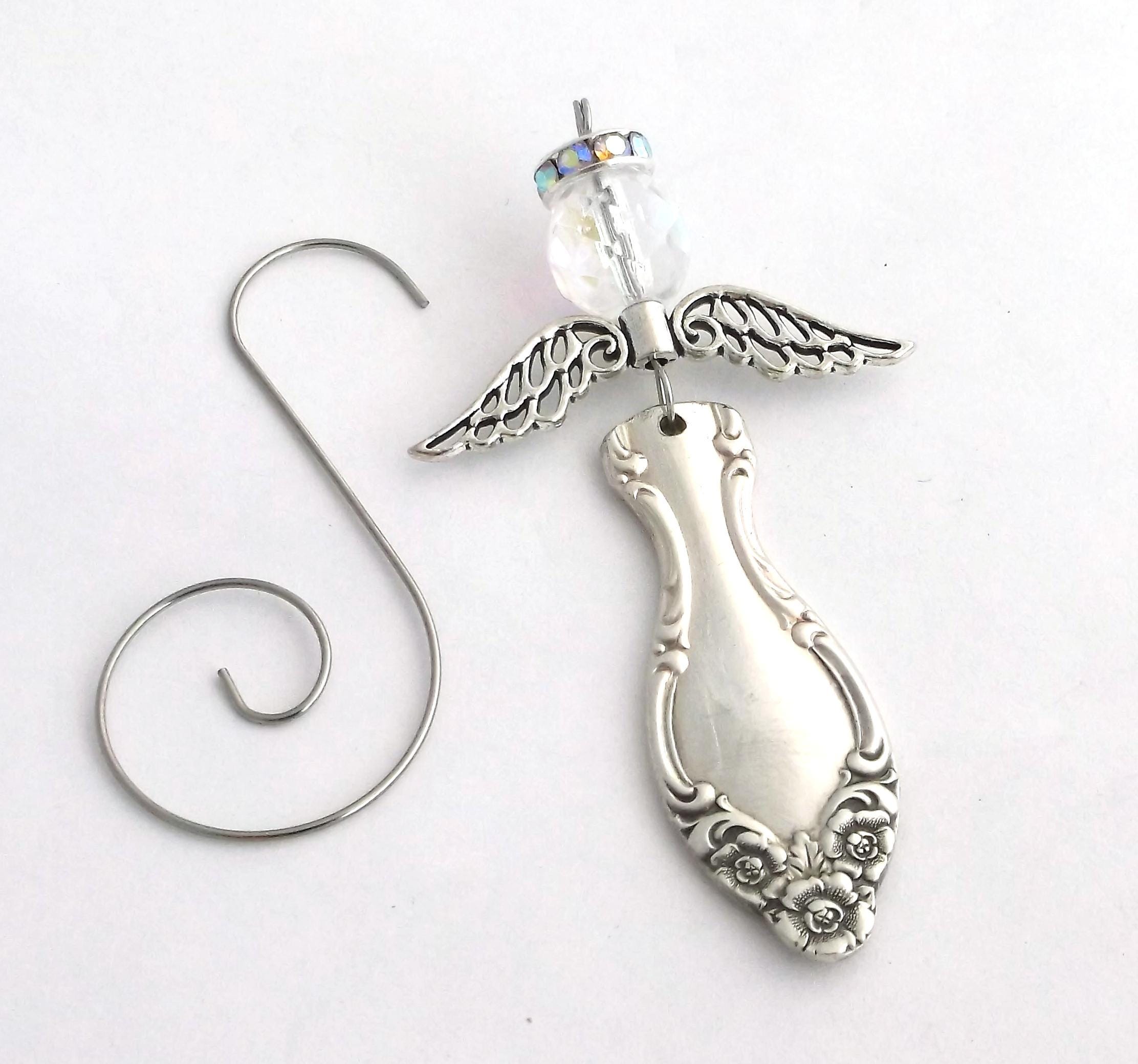 Spoon Angel Spoon Angel Ornament Basque Rose Aurora Borealis Face Halo Handmade ...