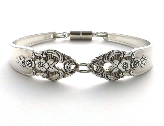 spoon bracelet distinction 1951 silverware jewelry magnetic etsy
