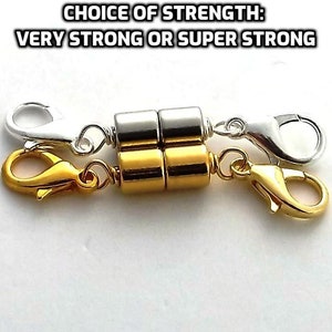 Magnet Extender, Converts Necklaces To Magnetic Clasp, No Tools Necessary, Silver Color, Choose How Many Lobster Claws, And Strength image 1