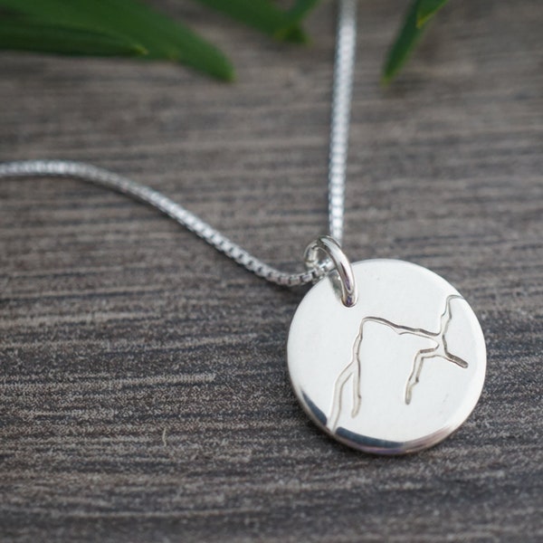 Silver Mountain Necklace - Outdoor Jewelry - Gifts Under 40 - Hiker Gift - Sterling Silver Necklace - Pacific Northwest