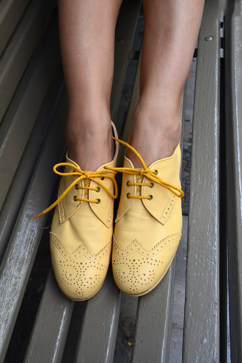 Oxford shoes Swing Yellow shoes Genuine Leather brogues Etsy