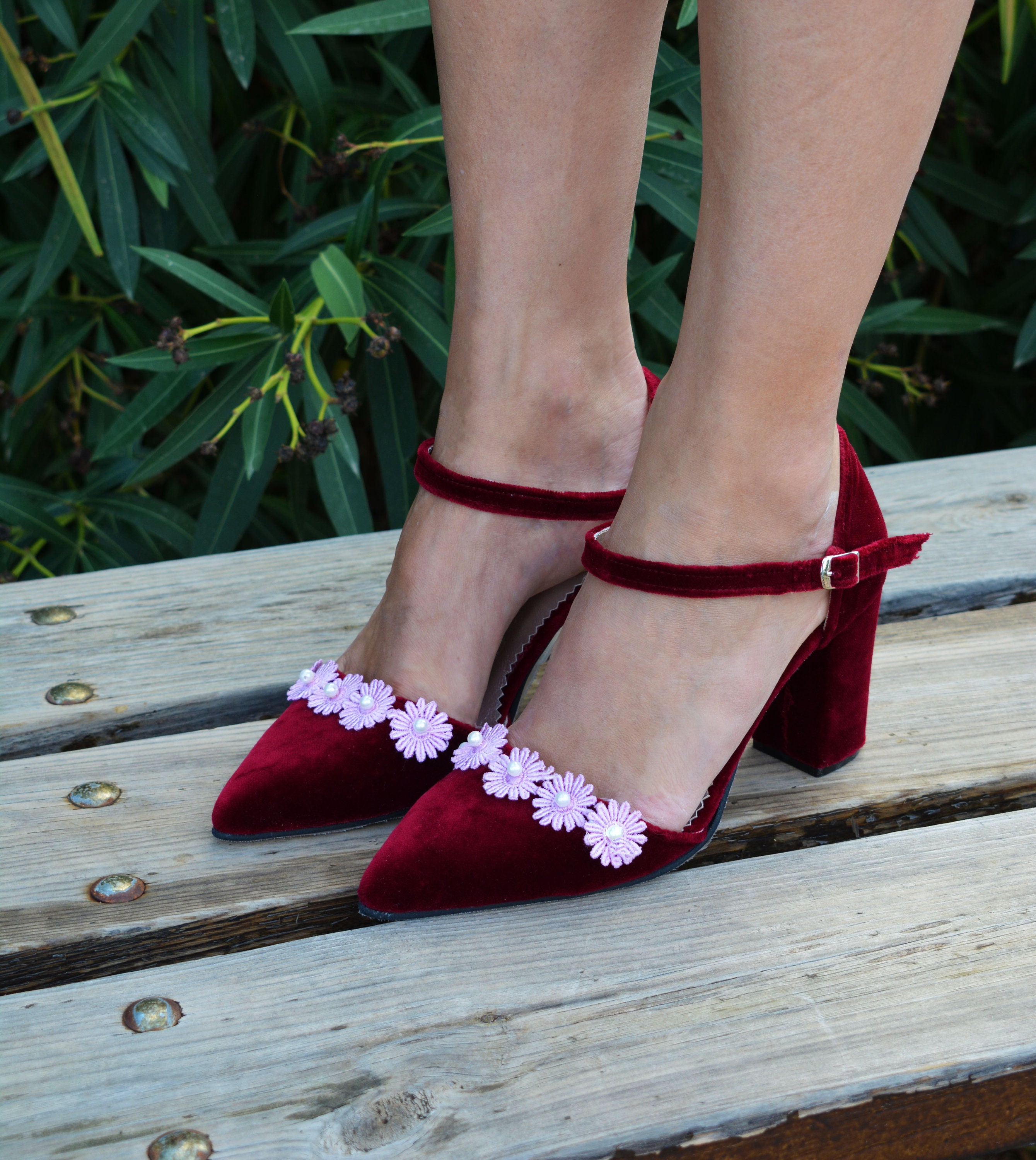 dark red pumps