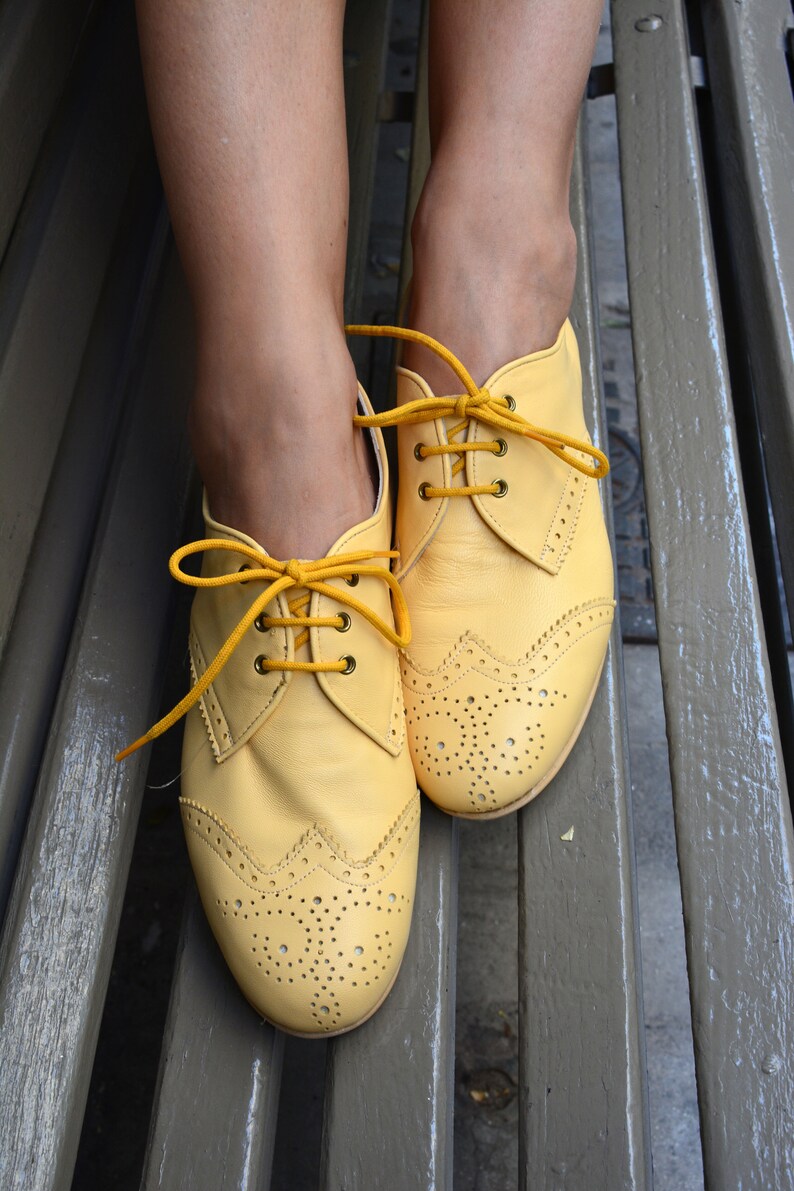 Oxford shoes Swing Yellow shoes Genuine Leather brogues Etsy