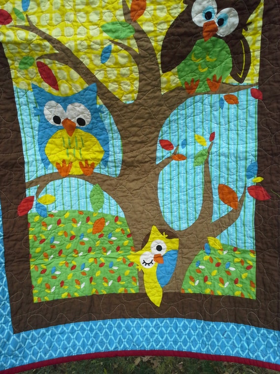 Owl Theme Crib Toddler Quilt Owl Nursery Bedding Nature Crib Etsy