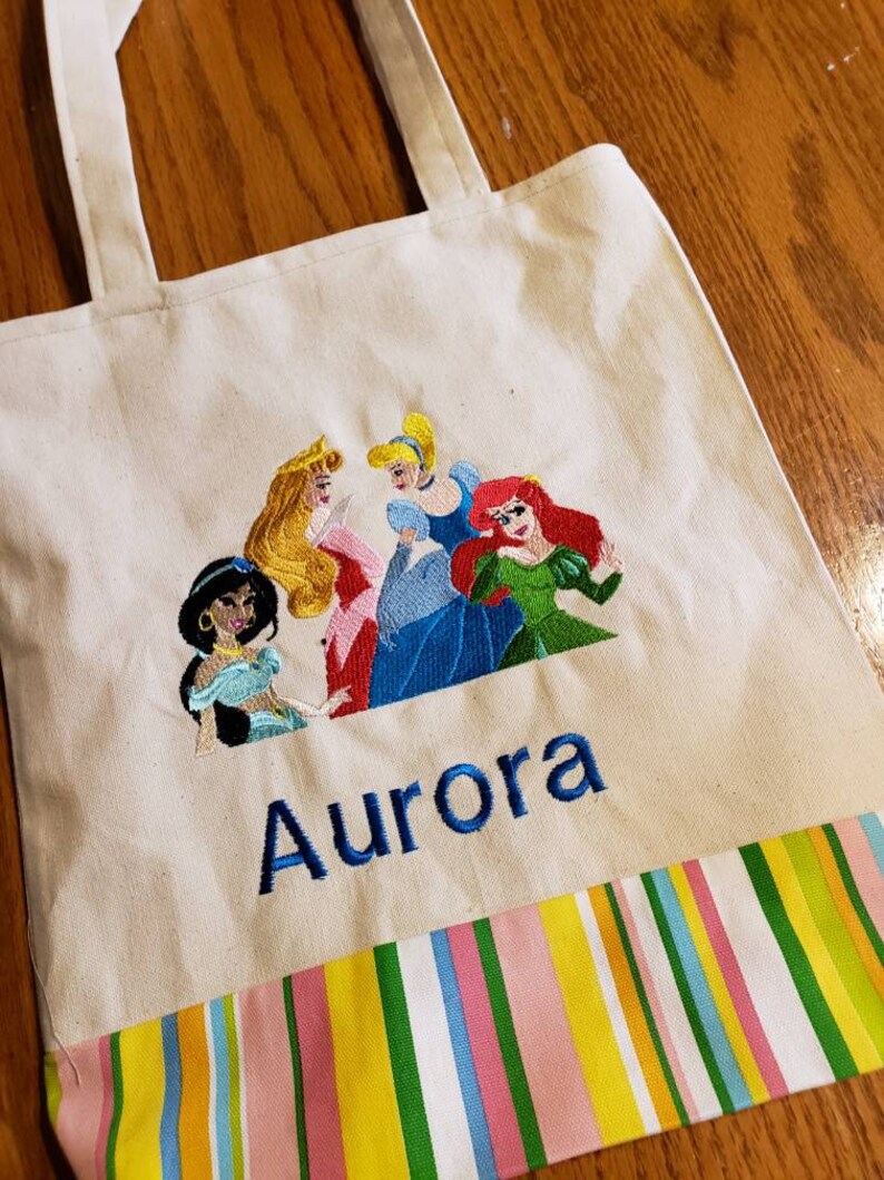 Medium Personalized Princess Tote Bag Reversible Bag Canvas Tote Bag Tote Bag for Kids Bookbag Princess Princess Girl Tote Bag