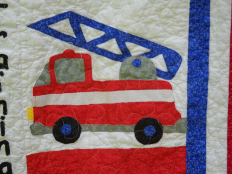 Fire engine Quilt FIreman FIre truck EMT Boy Crib Toddler Etsy