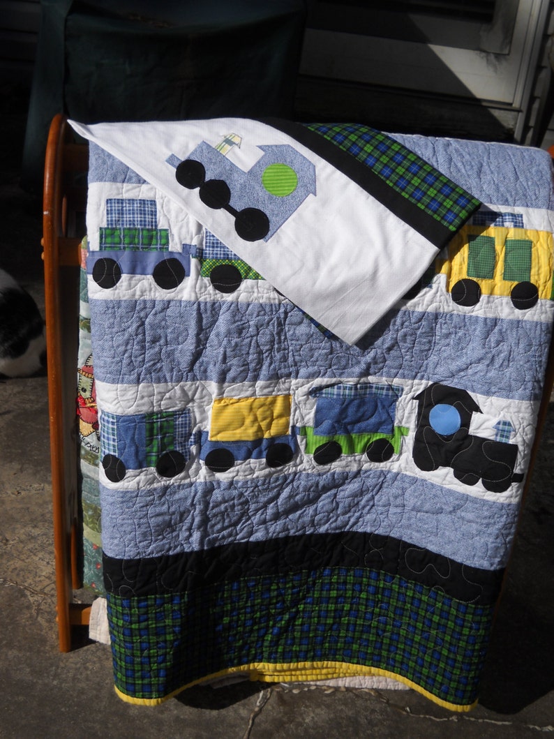 Custom Railroad Train Quilt Appliqued Pieced Crib Toddler Etsy