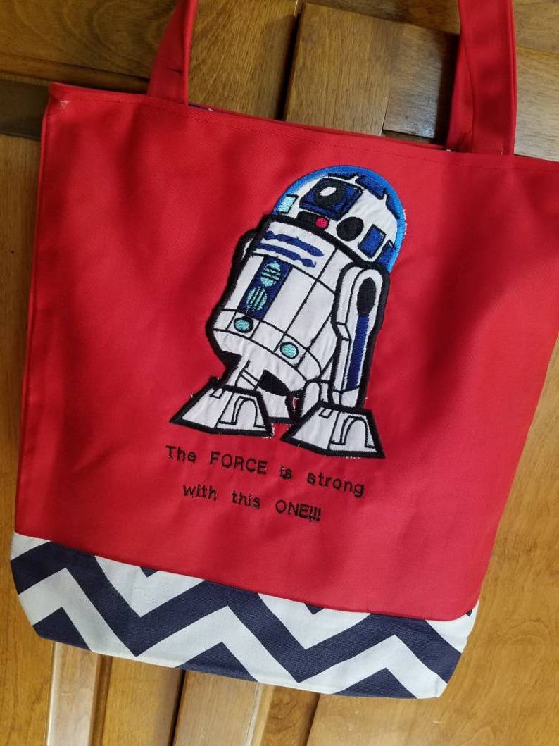 Tote Bag for Kids Bookbag Star Wars Birthday Present Reversible Bag Personalized Star Wars Tote Bag Canvas Tote Bag R2D2 Tote Bag