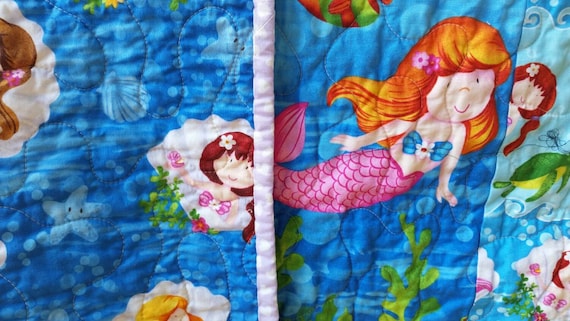 Mermaid Crib Quilt Baby Girl Ocean Beach Theme Crib Bedding Toddler Cot Bedding Fish Octopus Treasure Chest Seahorse