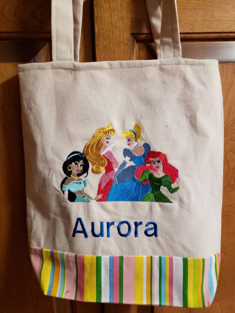Medium Personalized Princess Tote Bag Reversible Bag Canvas Tote Bag Tote Bag for Kids Bookbag Princess Princess Girl Tote Bag