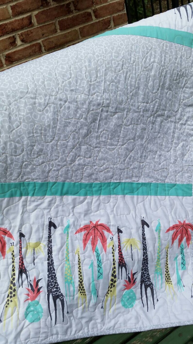 Giraffe Crib Nursery Jungle THeme Nursery Coral Gray Teal Etsy