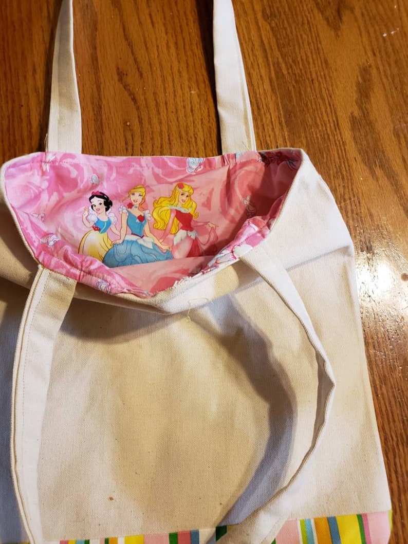 Medium Personalized Princess Tote Bag Reversible Bag Canvas Tote Bag Tote Bag for Kids Bookbag Princess Princess Girl Tote Bag