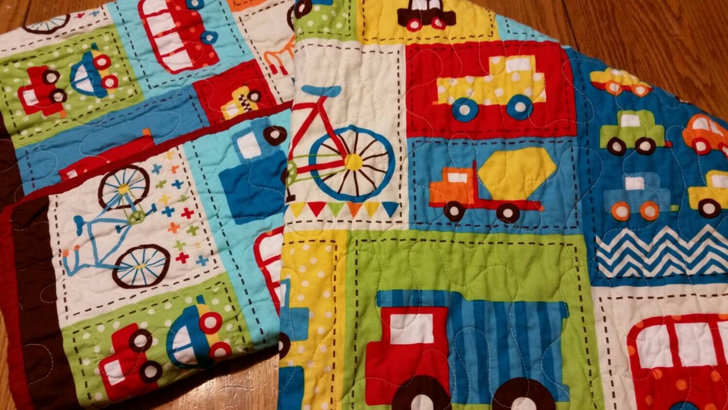 Car Quilt Boy Crib Bedding Boy Nursery Transportation Etsy