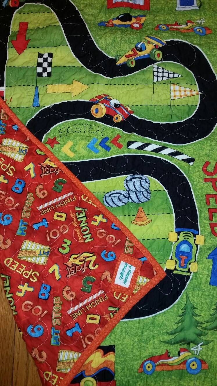 Racecar Crib Baby Boy Speedway Crib Toddler Bedding Race Cars Etsy