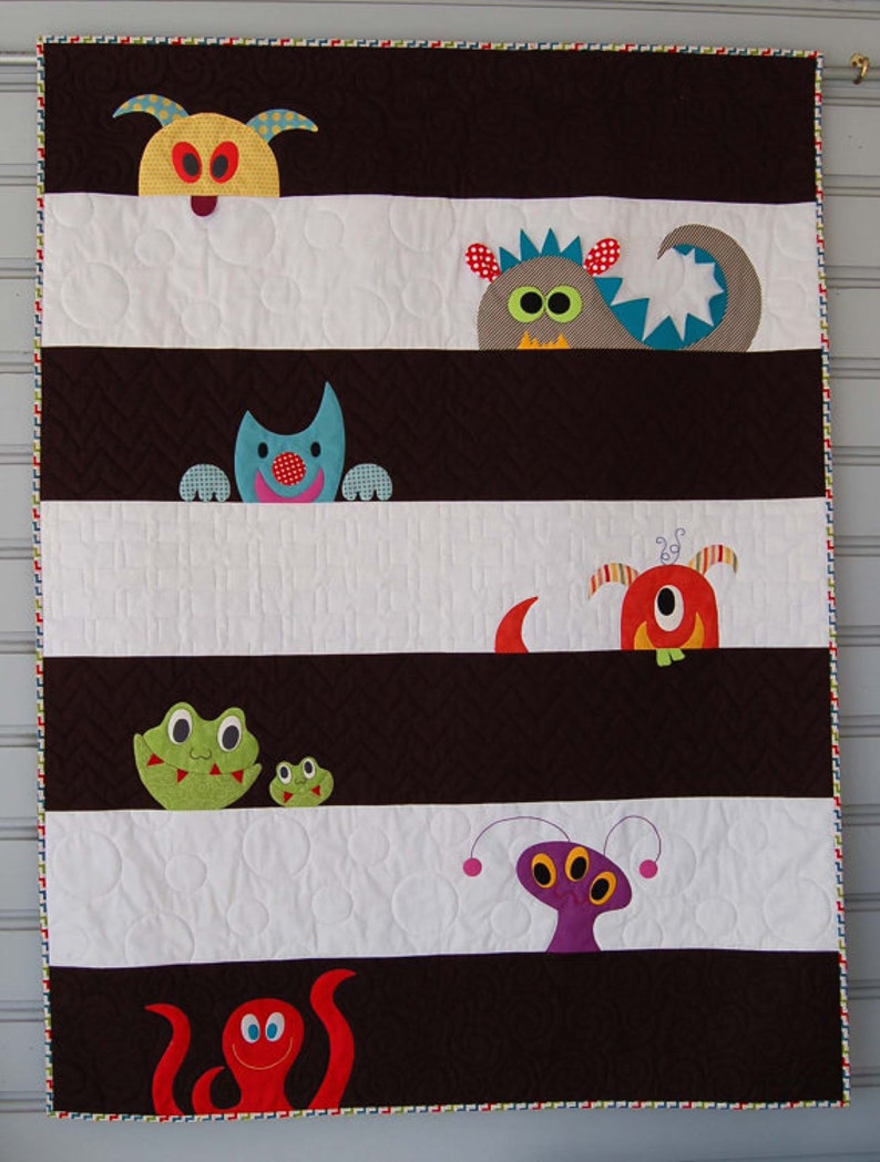Monster Crib Quilt Monster Bedding Little Monsters Toddler Etsy
